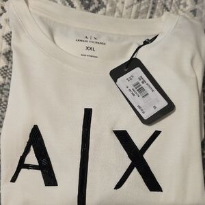 Armani Exchange Cream Tee with Black A|X Logo